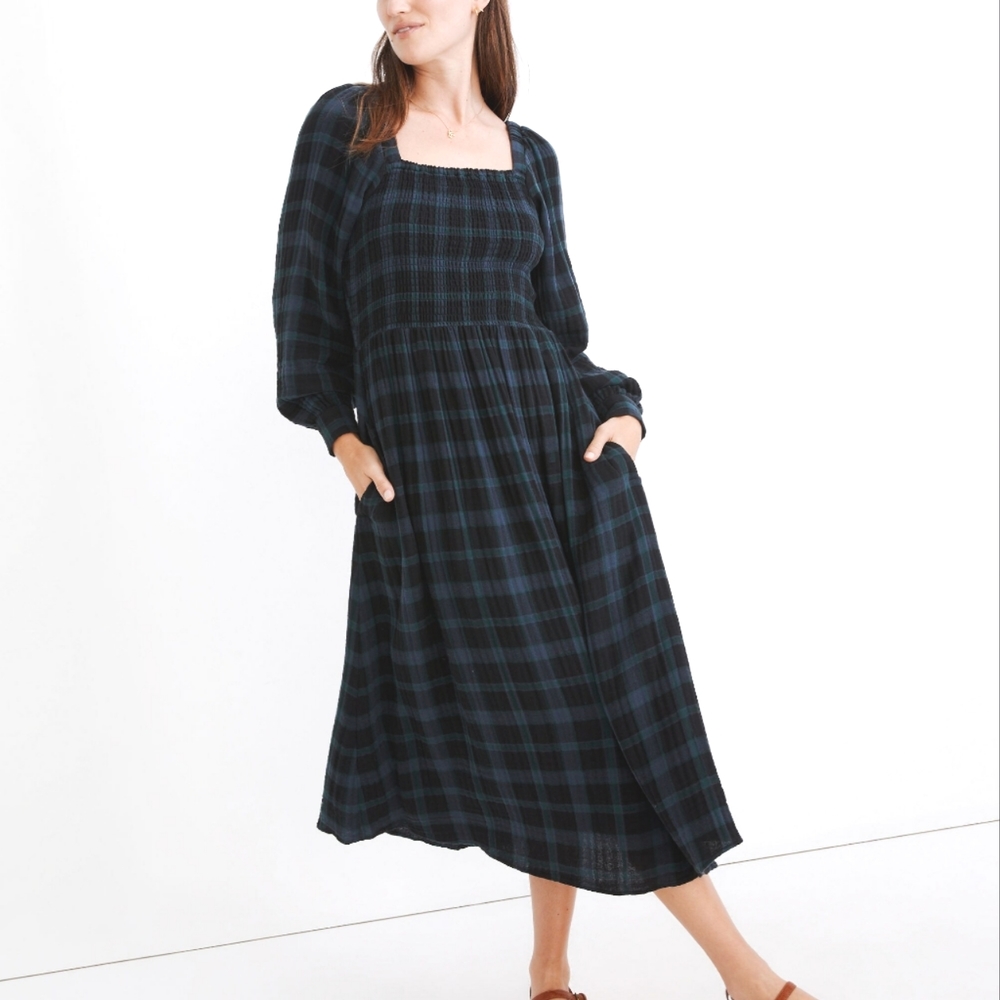 Madewell Lucie Lightspun Plaid Dress in Livonia Plaid
